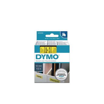 DYMO Cassete de etiquetas D1 padrão S0720580, preto sobre amarelo, 12 mm x 7 m