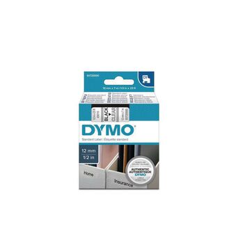 DYMO Cassete de etiquetas D1 padrão S0720500, preto sobre transparente, 12 mm x 7 m