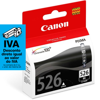 Canon Tinteiro Original CLI-526 BK com Tinta ChromaLife 100+, Preto, Individual, 4540B006