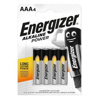 Energizer Pilha Alcalina Clássica Power AAA LR3, Embalagem 4 Unidades