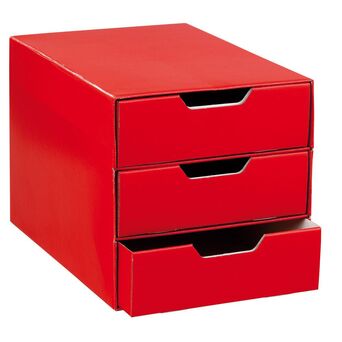 Staples Arquivador 3 Gavetas, Acabamento Cartão Canelado, 622 x 390 x 20 mm, Vermelho