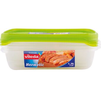 vileda Caixa Hermética retangular Freshmatic, 1,3 l, Verde, 3 Unidades