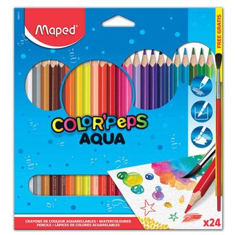 Maped Lápis de Aguarela Color'Peps Aqua, Corpo Triangular, Minas de Várias Cores