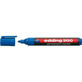 edding Marcador Permanente 300, Ponta Redonda 1,5 mm - 3 mm, Tecnologia de tinta líquida, Azul