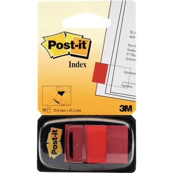 Post-it Separadores de índice médios, 25,4 x 43,2 mm, vermelho, embalagem de 50 com dispensador, 680-1
