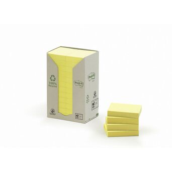 Post-it Torre de Notas Aderentes em Papel Reciclado, 38 x 51 mm, Amarelo, Pack 24, 100 Folhas