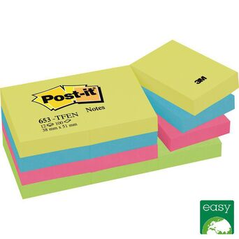 Post-it Bloco Notas Aderentes 38 x 51 mm, Cores Energia, Pack 12, 100 folhas