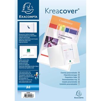 EXACOMPTA Pasta de apresentação Kreacover® A4, 100 folhas, polipropileno flexível branco