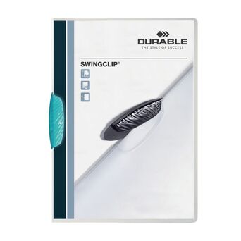 Durable Classificador com Clipe Swingclip®, A4, 30 Folhas, Transparente com Clipe Azul