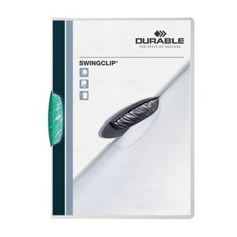 Durable Classificador com Clipe Swingclip®, A4, 30 Folhas, Transparente com Clipe Verde Escuro