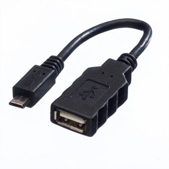 ROLINE Adaptador Micro USB (M) - USB-A 2.0 (F), Preto