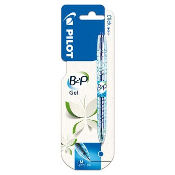 PILOT Esferográfica de Gel Retrátil Begreen B2P, Ponta Média de 0,4 mm, Corpo Azul de Plástico com Pega, Tinta Azul