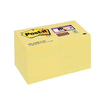 Post-it Bloco Super Sticky 51 x 51 mm, Canary Yellow™, Pack 12, 90 folhas