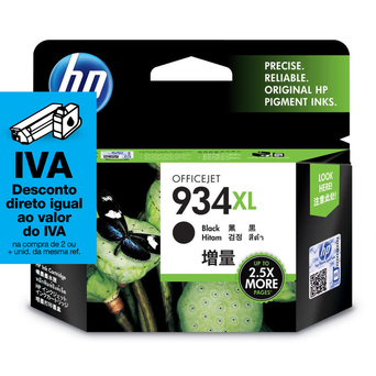 HP Tinteiro Original 934XL de Alto Rendimento, Preto, Embalagem Individual, C2P23AE#BGY