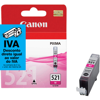 Canon Tinteiro Original CLI-521 M com Tinta ChromaLife 100+, Magenta, Individual, 2935B008