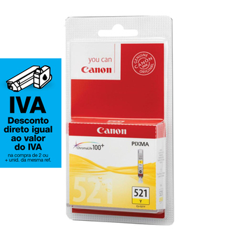 Canon Tinteiro Original 521 Y com Tinta ChromaLife 100+, Amarelo, Individual, 2936B008