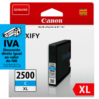 Canon Tinteiro Original Maxify PGI-2500 XL de Alto Rendimento, Azul Cyan, Individual, 9265B001AA