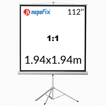 NAPOFIX Ecrã de Projeção Tripé T11-2080, 1940 x 1940 mm