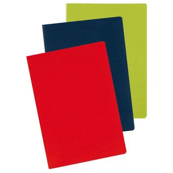 Staples Caderno Agrafado, A5, 80 Folhas, Quadriculado, Verde, Azul e Vermelho