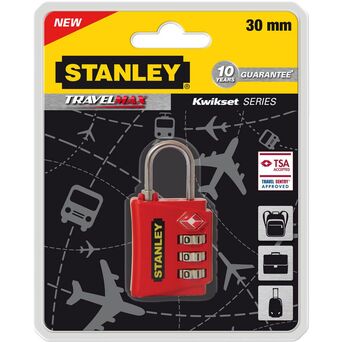 STANLEY Cadeado Numérico TravelMax 395643, 30 mm, Vermelho
