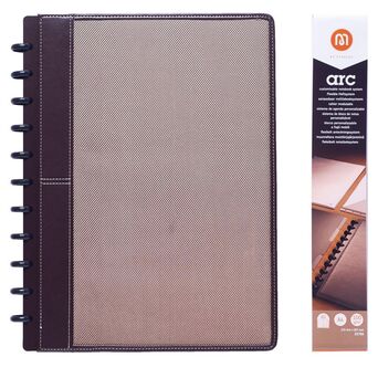 M by Staples ARC Caderno Inteligente, A4, 60 Folhas, Pautado, Capa em Tecido, Castanho