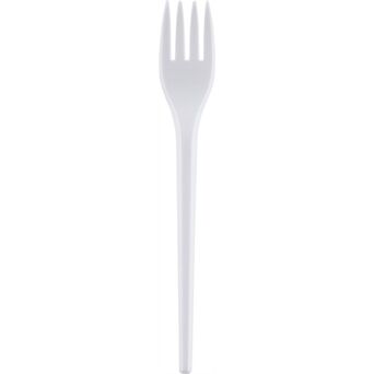 Garfos brancos descartáveis de plástico, 165 mm