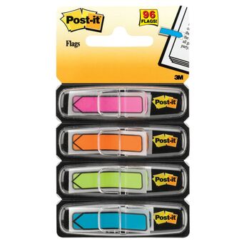 Post-it Setas de índice pequenas, 11,9 x 43,2 mm, cores sortidas, 4 embalagens de 24, com dispensadores 684-ARR4