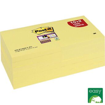 Post-it Bloco Super Sticky 76 x 76 mm, Canary Yellow™, Pack 12, 90 folhas