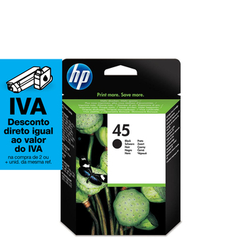 HP Tinteiro Original 45, Preto, Embalagem Individual, 51645AE#301
