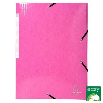 EXACOMPTA Pasta A4 de 3 abas com elásticos Iderama para 300 folhas, 240 x 320 mm, cartão com polipropileno, rosa