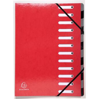 EXACOMPTA Separador em Branco, Cartão, 12 Secções, A4, Vermelho