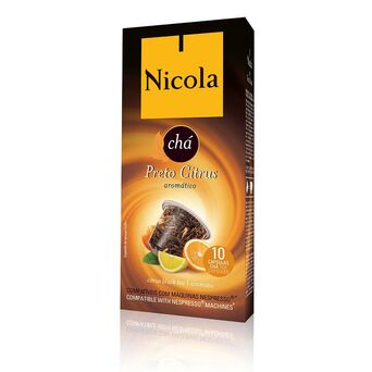 NICOLA Cápsula de Chá Preto Citrus, Aroma Citrinos, 3 g, Caixa de 10 Cápsulas