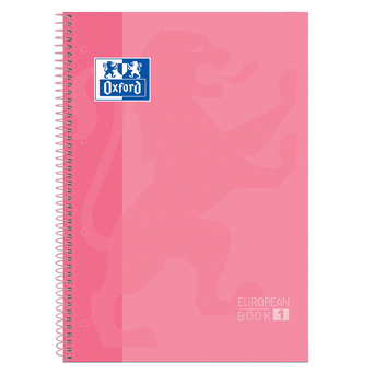 Oxford Caderno com Espiral, School, A4+, 80 Folhas, Pautado, Capa de plástico, Rosa Chiclete