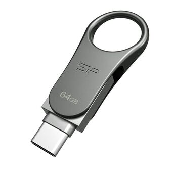 SILICON Disco Flash Mobile C80, USB A e USB C, 64 GB, Cinzento