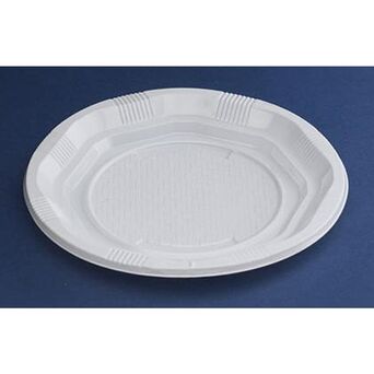 NUPIK Pratos octogonais em plástico descartável, branco, 165 mm, embalagem de 25