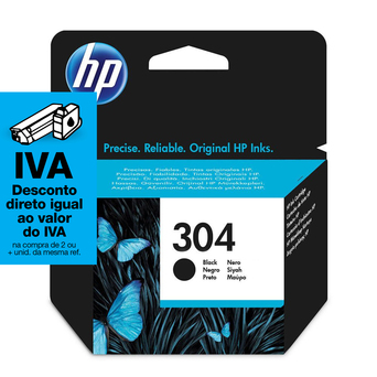 HP Tinteiro Original 304, Preto, Embalagem Individual, N9K06AE#ABE