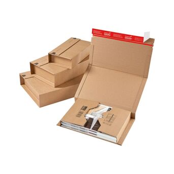 ColomPac Caixa para envio de livros CP020, cartão ondulado, castanho, 380 x 265 x 100 mm