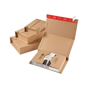 ColomPac Caixa para envio de livros CP020, cartão ondulado, castanho A5, 299 x 175 x 80 mm