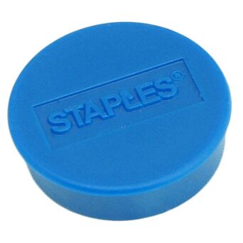 Staples Íman redondo azul de 25 mm, capacidade de fixação de 8 folhas, embalagem de 10 unidades