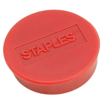 Staples Íman redondo vermelho de 25 mm, capacidade de fixação de 8 folhas, embalagem de 10 unidades