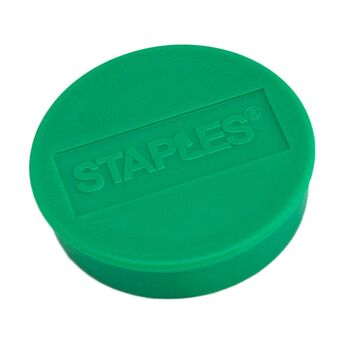 Staples Íman redondo verde de 35 mm, capacidade de fixação de 15 folhas, embalagem de 10 unidades