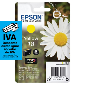 Epson Tinteiro Original 18, Individual, Amarelo, C13T18044022