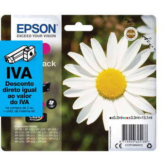 Epson Pack Tinteiro 18, Amarelo, Azul Cyan, Magenta e Preto, C13T18064022