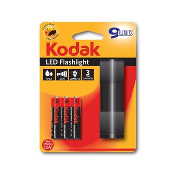 KODAK Kit Lanterna 9 LED Preto e 3 Pilhas AAA