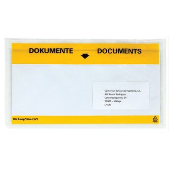 Q CONNECT Envelope de Documentos, 225 x 122 mm, Autocolante, Transparente