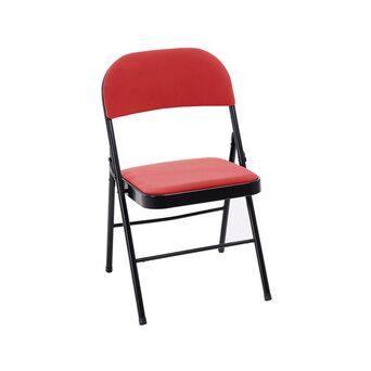 Cadeira Dobrável, Metal e Plástico, Preto e Vermelho