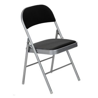 Cadeira Dobrável, Metal e Plástico, Preto e Cinzento