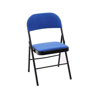 Cadeira Dobrável, Metal e Plástico, Preto e Azul