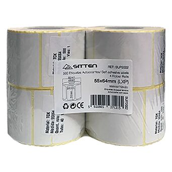 SITTEN Rolo de Etiquetas Térmicas, 500 Etiquetas, 55 x 64 mm, Branco