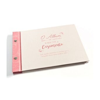 Álbum de Fotografias Fotobook 'Casamento', 30 x 20,5 cm, 66 Páginas, Bege e Rosa